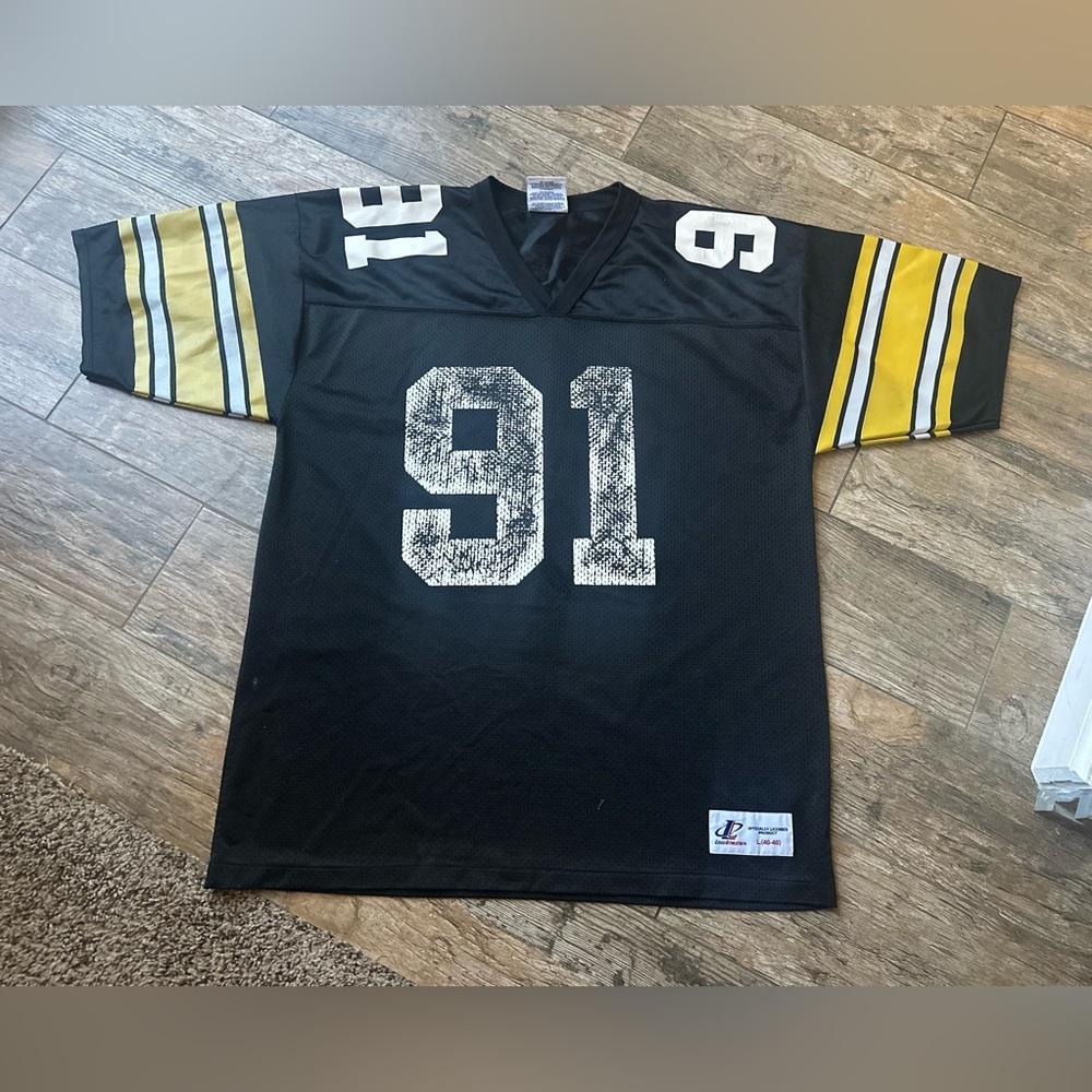 Pittsburgh Steelers #91 Kevin Greene Football Jersey - Large -Vintage Black